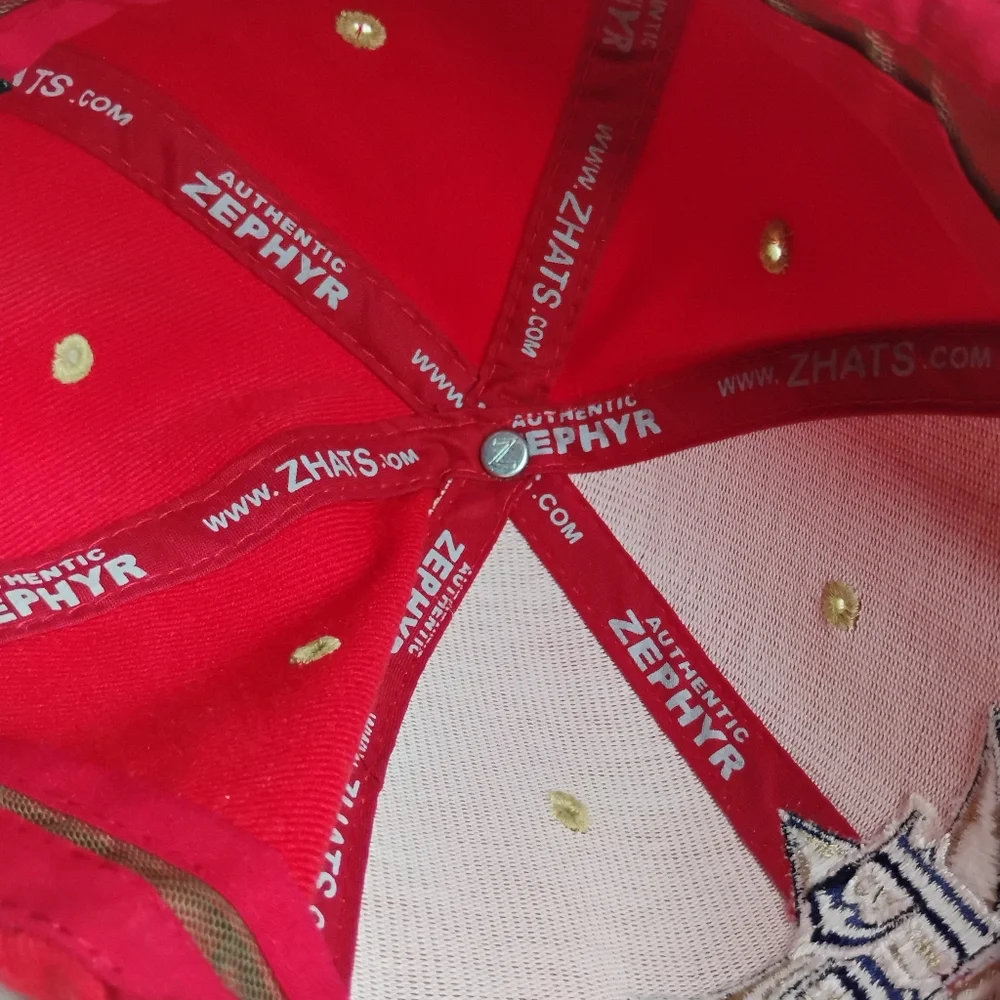 Vintage Zephyr PB PlayBall USA Red Tan Baseball Sports Cap Fitted Stretchfit
